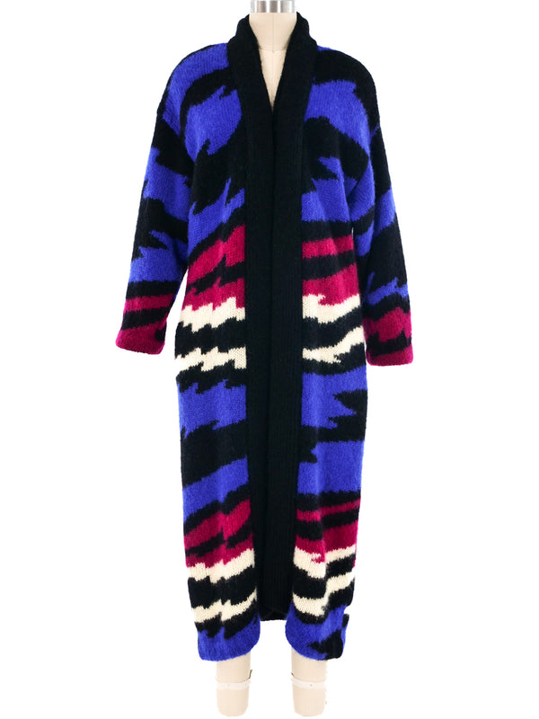 Graphic Striped Knit Maxi Cardigan Jacket arcadeshops.com