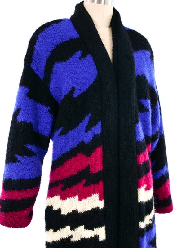 Graphic Striped Knit Maxi Cardigan Jacket arcadeshops.com