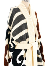 Graphic Pattern Knit Maxi Cardigan Jacket arcadeshops.com