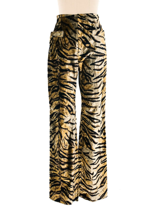 Yves Saint Laurent Animal Printed Velvet Trousers Bottom arcadeshops.com