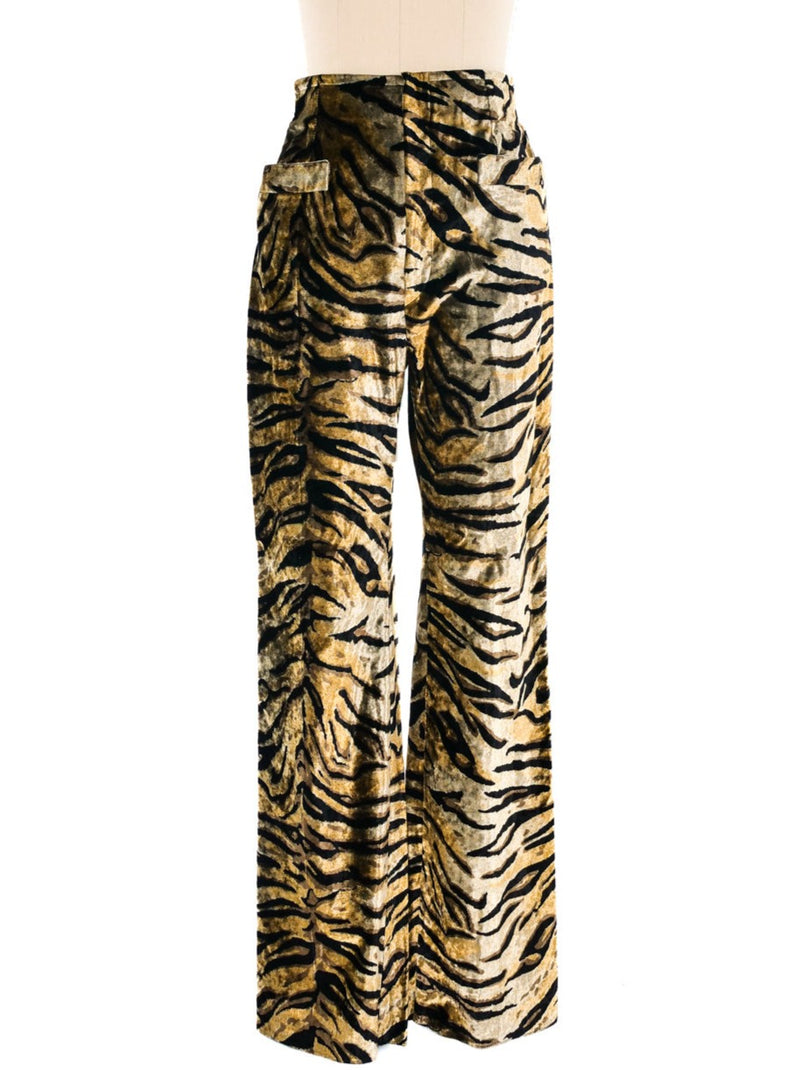 Yves Saint Laurent Animal Printed Velvet Trousers Bottom arcadeshops.com