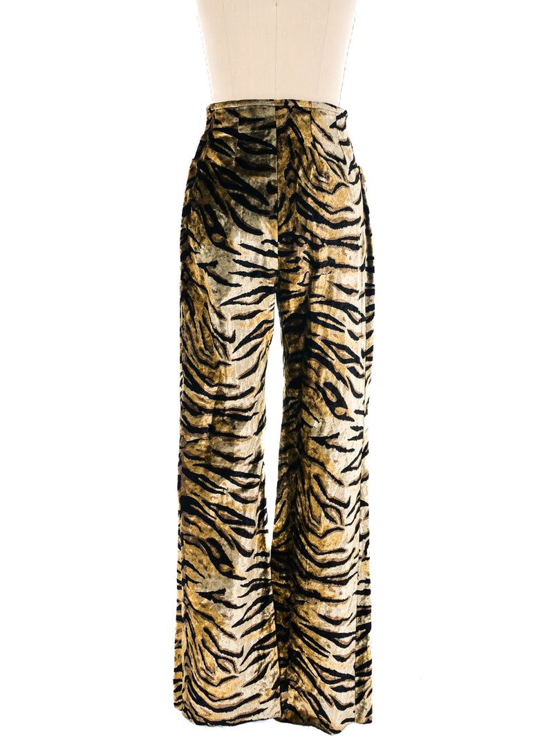 Yves Saint Laurent Animal Printed Velvet Trousers Bottom arcadeshops.com
