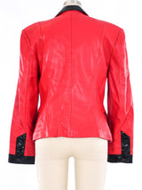 North Beach Leather Snakeskin Trimmed Red Blazer Jacket arcadeshops.com
