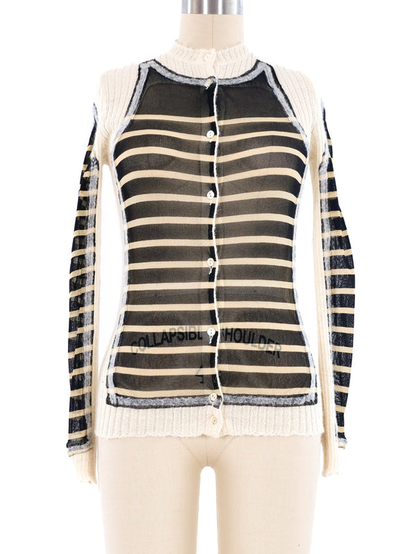Jean Paul Gaultier Mesh Panel Knit Cardigan Top arcadeshops.com