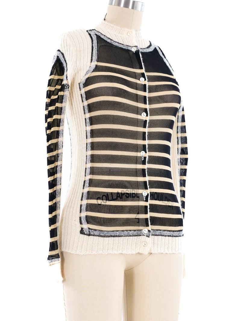 Jean Paul Gaultier Mesh Panel Knit Cardigan Top arcadeshops.com