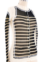 Jean Paul Gaultier Mesh Panel Knit Cardigan Top arcadeshops.com