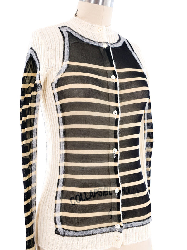 Jean Paul Gaultier Mesh Panel Knit Cardigan Top arcadeshops.com