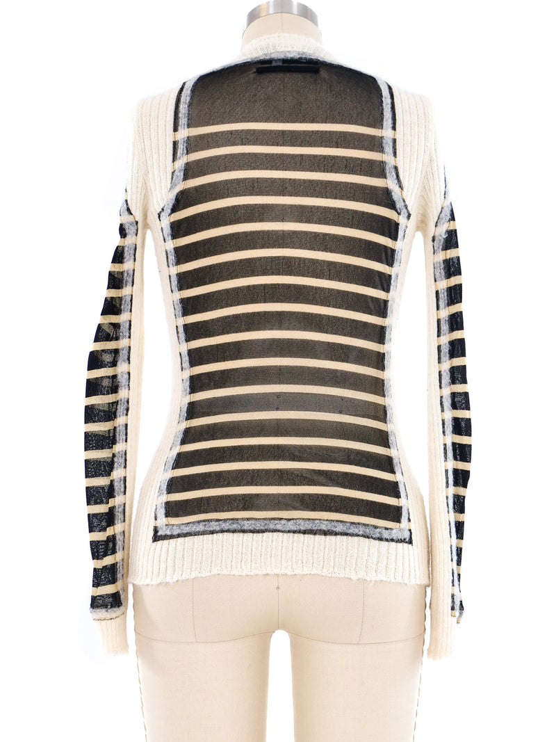 Jean Paul Gaultier Mesh Panel Knit Cardigan Top arcadeshops.com