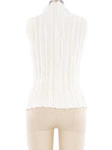 Ivory Plisse Pleated Mock Neck Top Top arcadeshops.com