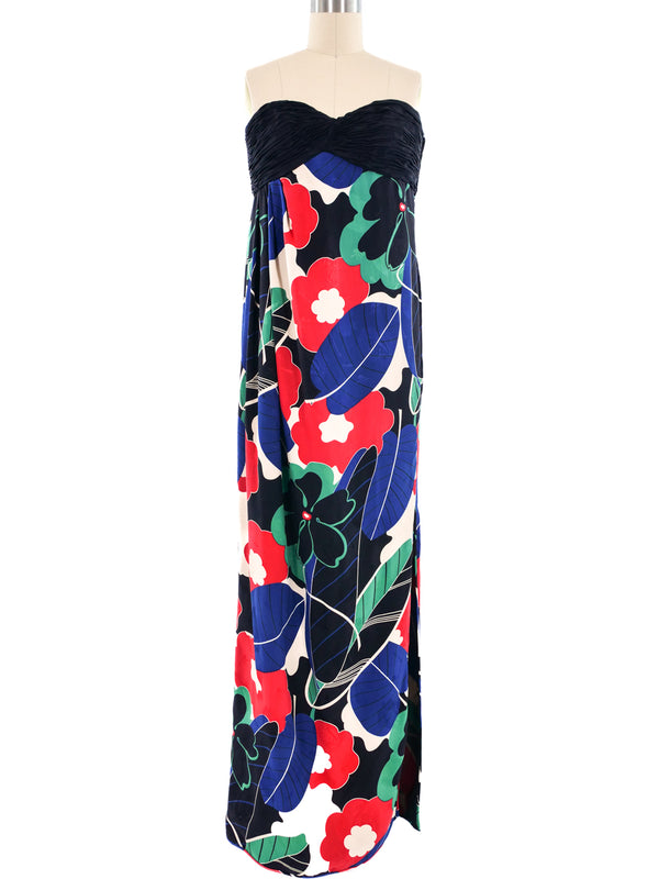 Ungaro Strapless Floral Printed Silk Dress Dress arcadeshops.com