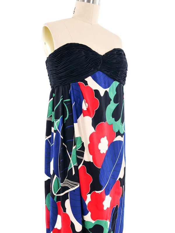 Ungaro Strapless Floral Printed Silk Dress Dress arcadeshops.com