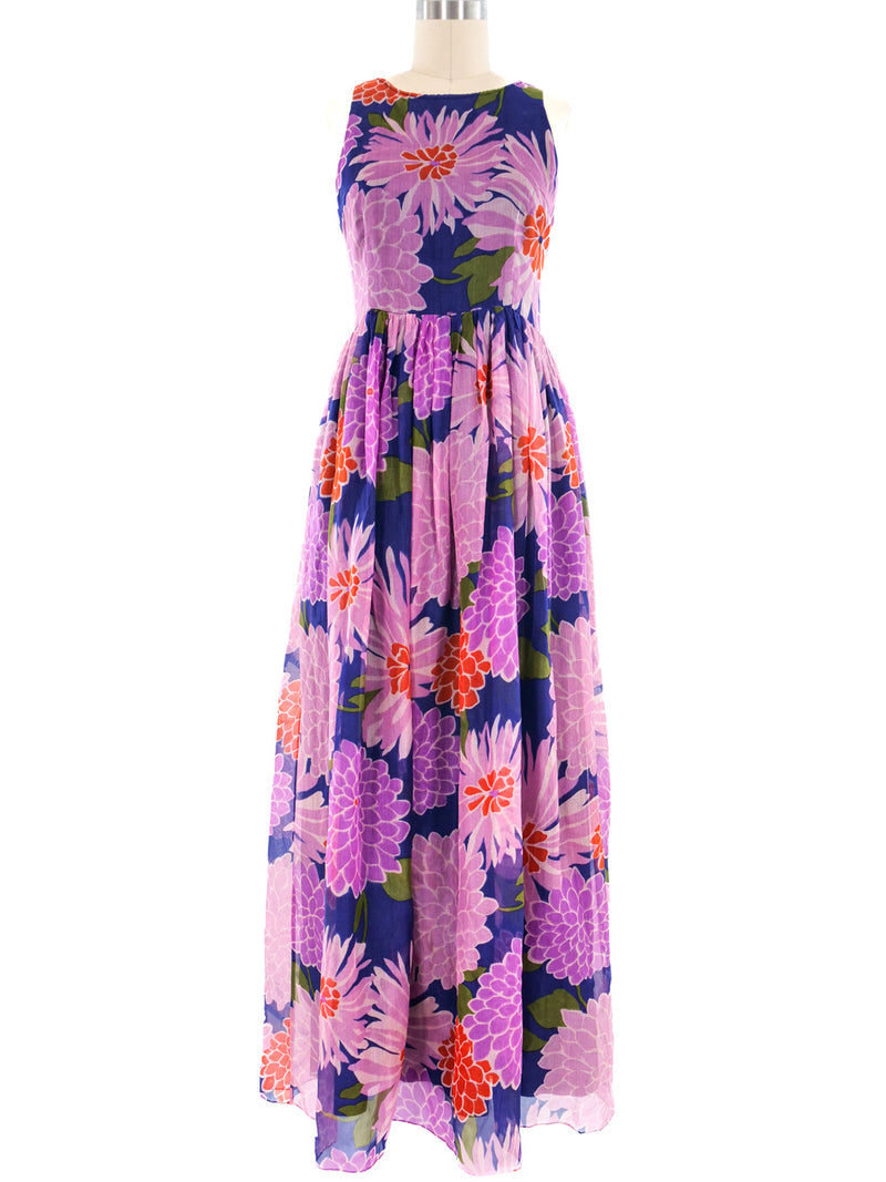 Hanae Mori Floral Printed Silk Maxi Dress Dress arcadeshops.com