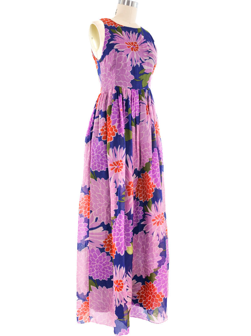 Hanae Mori Floral Printed Silk Maxi Dress Dress arcadeshops.com