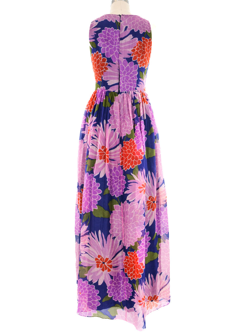 Hanae Mori Floral Printed Silk Maxi Dress Dress arcadeshops.com