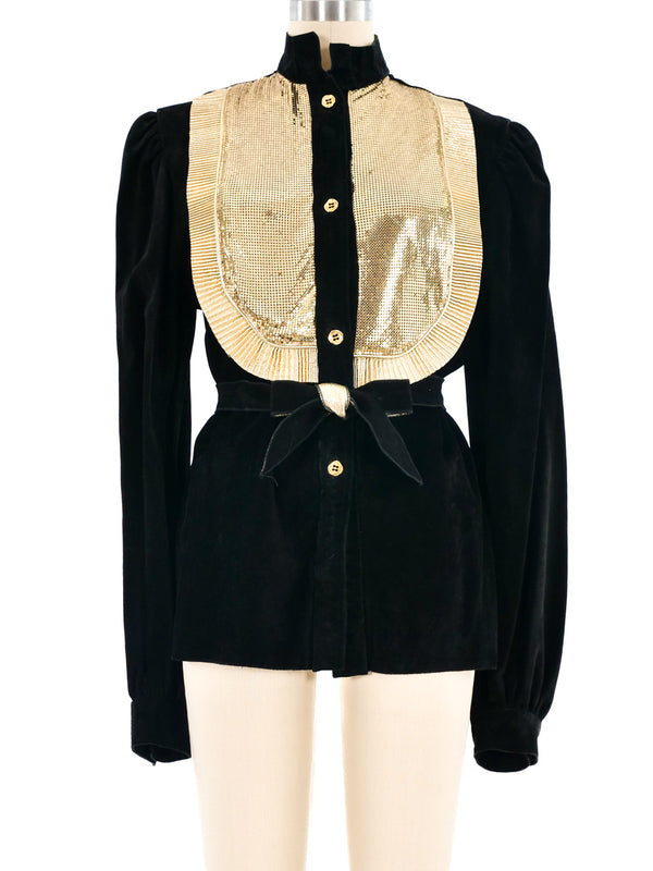 Chainmail Accented Suede Jacket Jacket arcadeshops.com