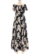 Valentino Floral Printed Silk Chiffon Ruffle Dress Dress arcadeshops.com