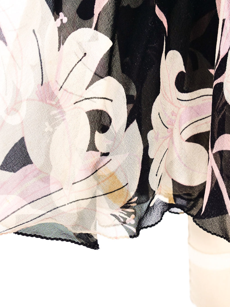 Valentino Floral Printed Silk Chiffon Ruffle Dress Dress arcadeshops.com