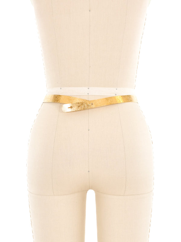 Yves Saint Laurent Textured Goldtone Waist Belt Accessory arcadeshops.com