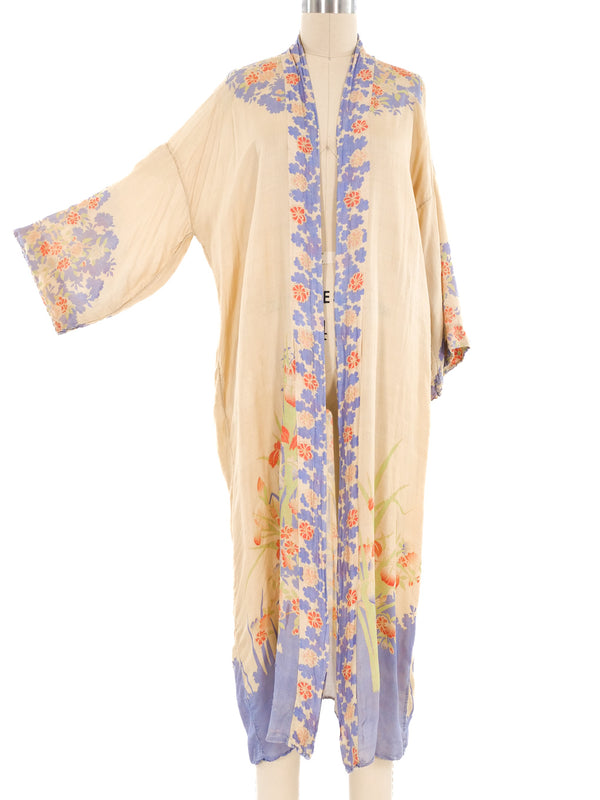 Floral Printed Pongee Silk Robe Jacket arcadeshops.com