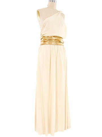 1975 Yves Saint Laurent One Shoulder Draped Gown