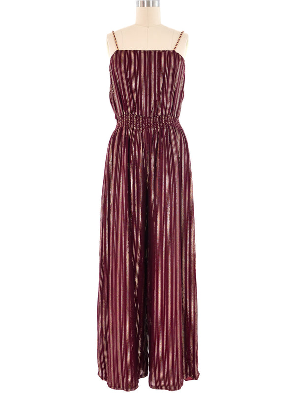 Lurex Striped Wine Jumpsuit Jumpsuit arcadeshops.com