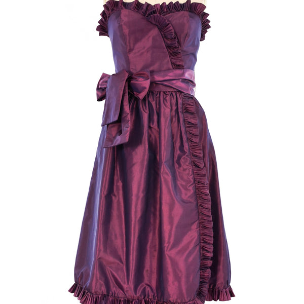 Victor Costa Ruffled Strapless Cocktail Dress