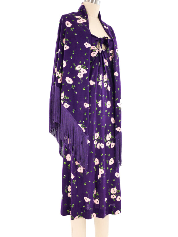 1970's Diane Von Furstenberg Pansy Print Dress and Shawl Dress arcadeshops.com