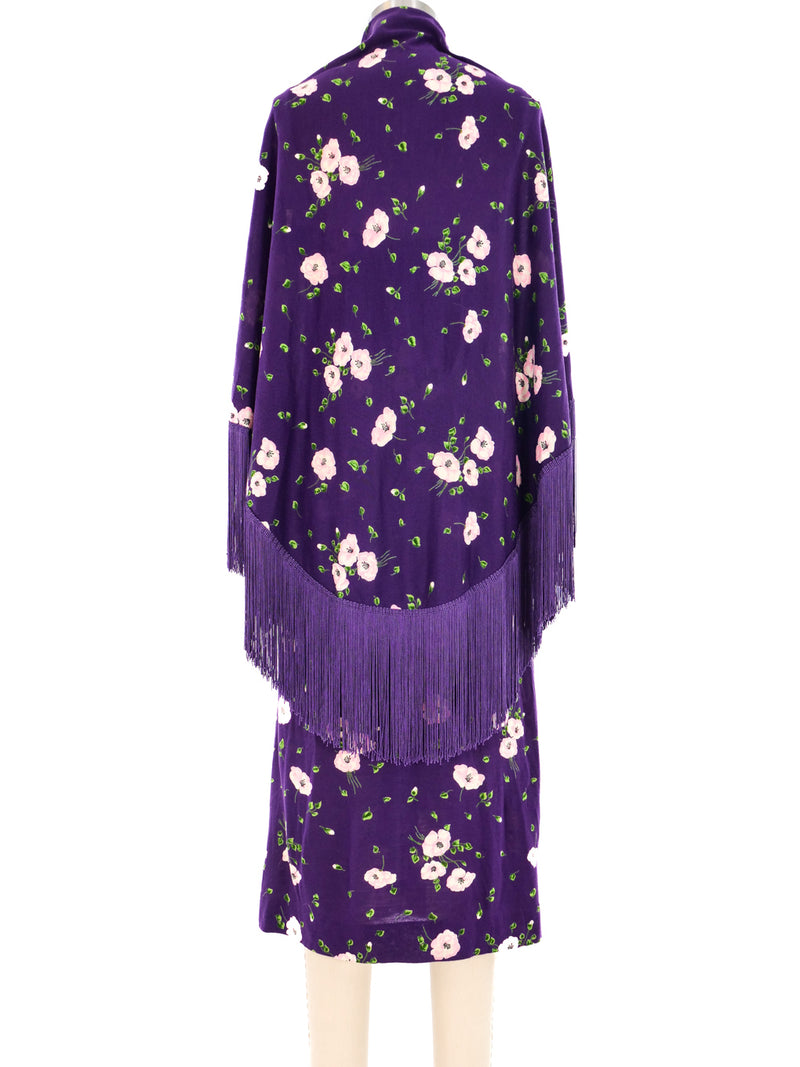 1970's Diane Von Furstenberg Pansy Print Dress and Shawl Dress arcadeshops.com