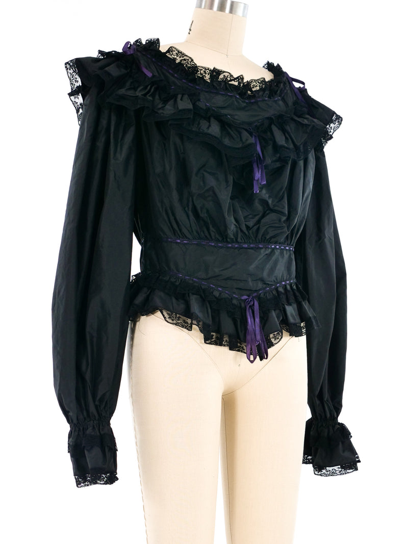 Silk Taffeta Off the Shoulder Ribbon Blouse Top arcadeshops.com