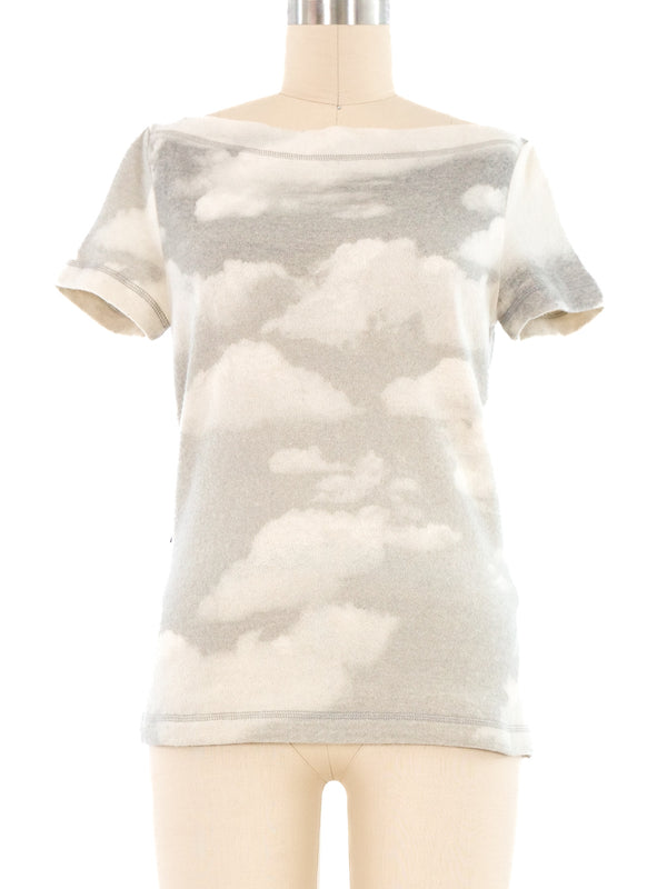 Moschino Cloud Printed Short Sleeve Sweater Top arcadeshops.com