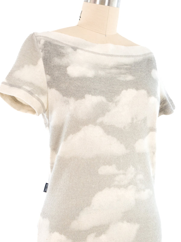 Moschino Cloud Printed Short Sleeve Sweater Top arcadeshops.com