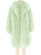 Mint Green Mongolian Fur Coat Outerwear arcadeshops.com