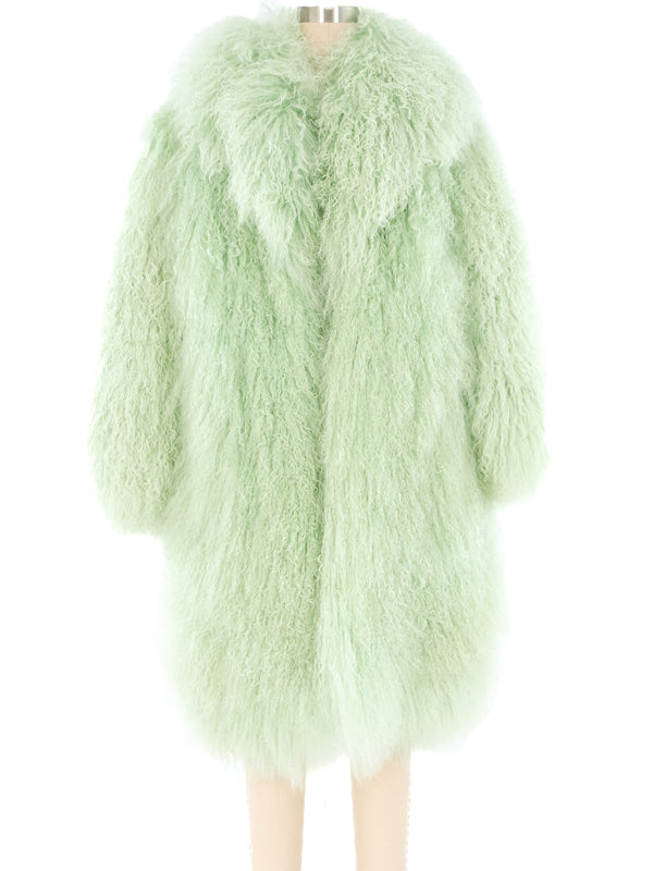 Mint Green Mongolian Fur Coat Outerwear arcadeshops.com