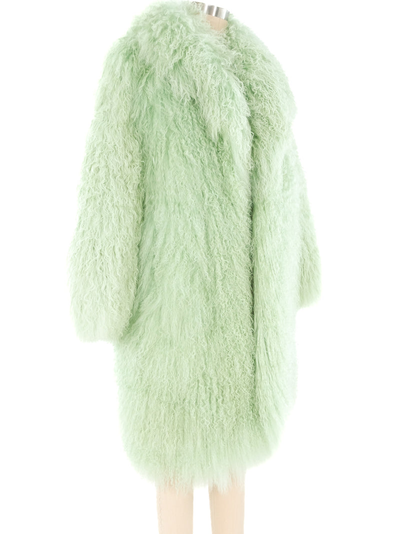 Mint Green Mongolian Fur Coat Outerwear arcadeshops.com