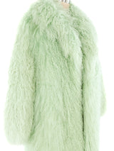 Mint Green Mongolian Fur Coat Outerwear arcadeshops.com