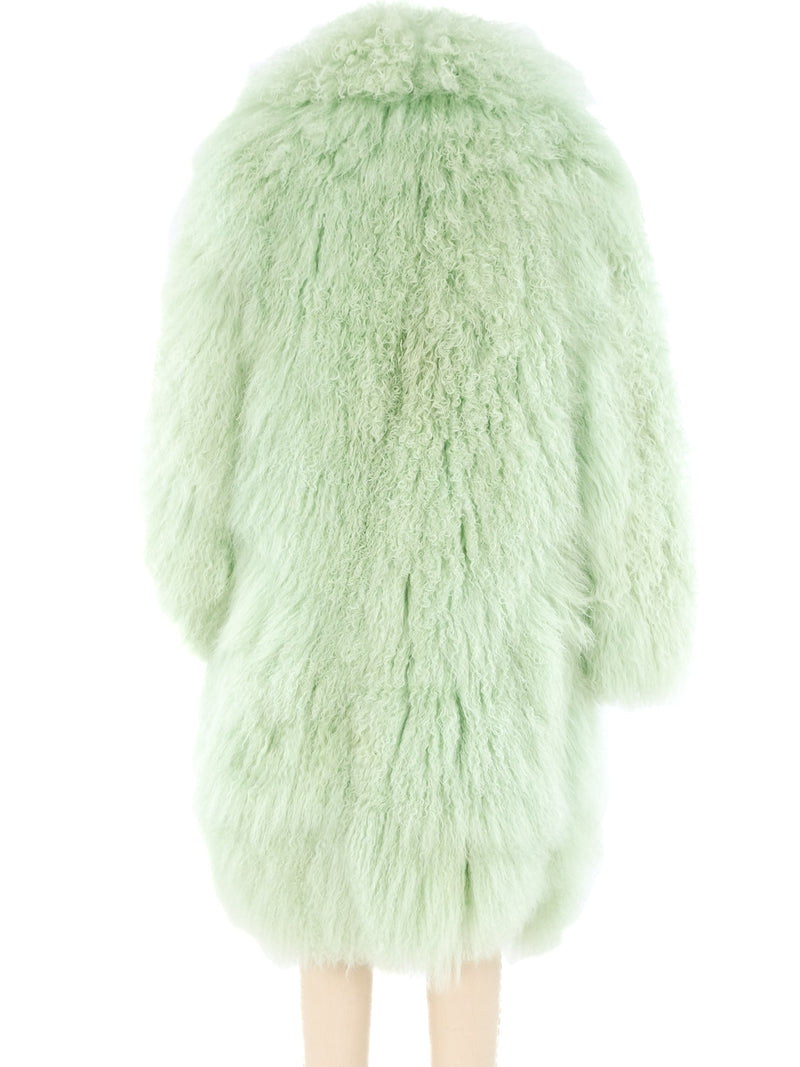 Mint Green Mongolian Fur Coat Outerwear arcadeshops.com