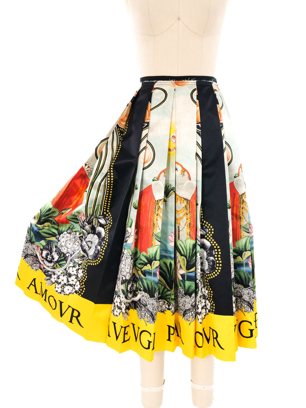 【関税&送料込】Gucci Two-Tone Silk Skirt Gucci Blind For Love Printed Skirt