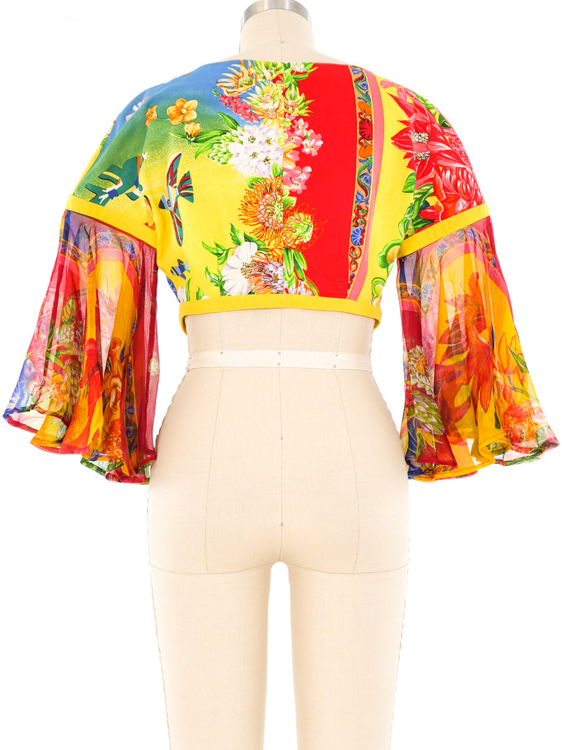 Versus by Gianni Versace Ruffle Sleeve Crop Top Top arcadeshops.com