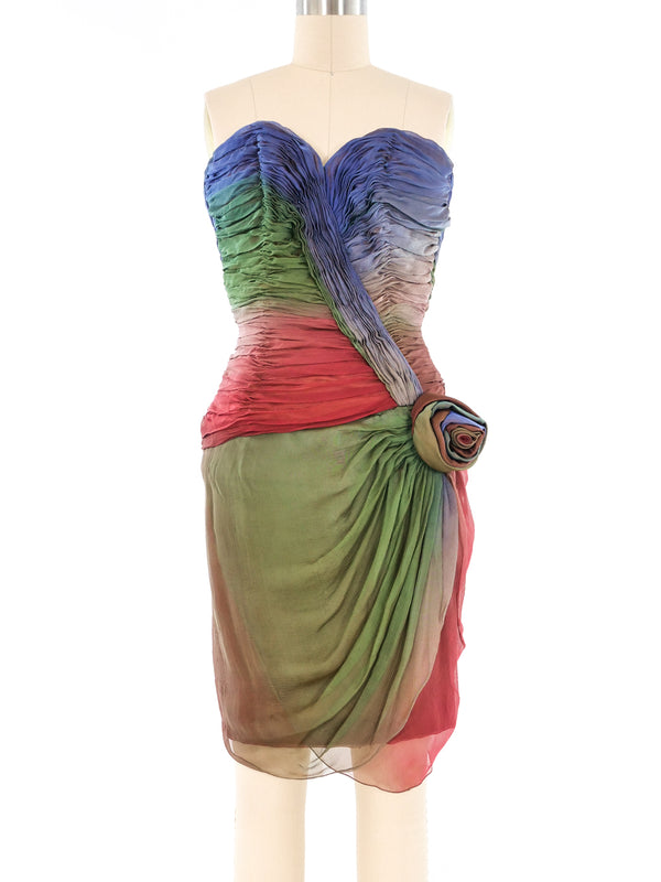 Vicky Tiel Ruched Ombre Mini Dress Dress arcadeshops.com