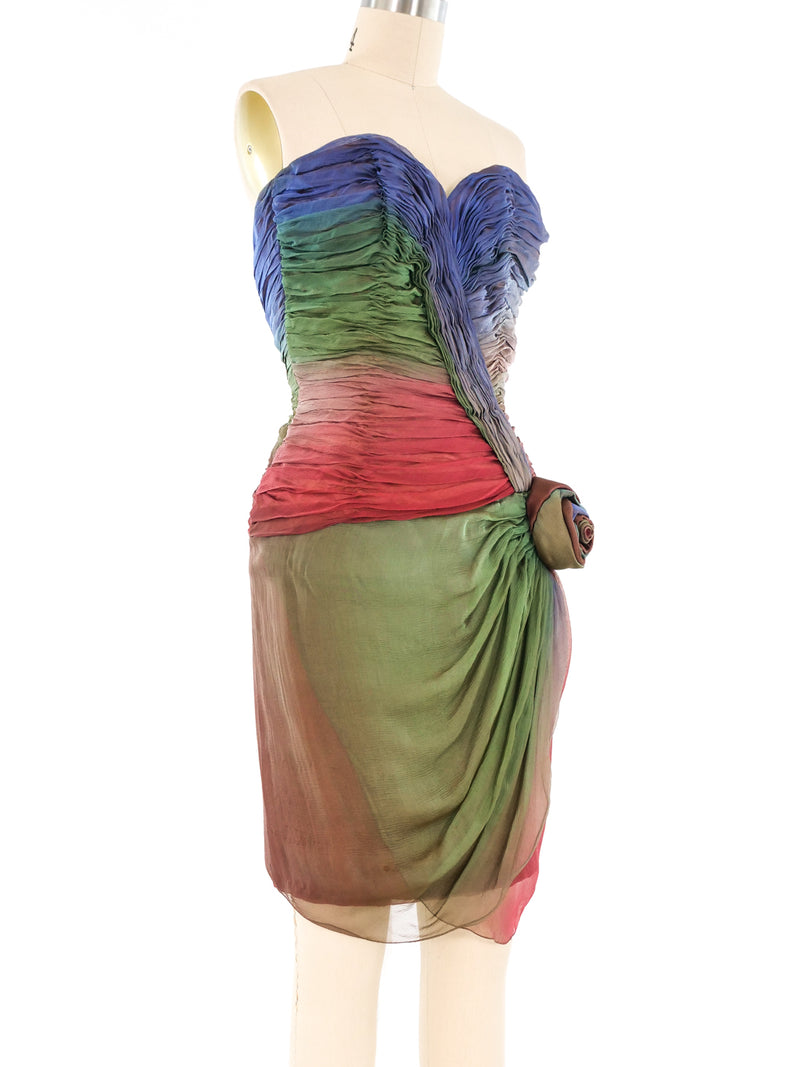Vicky Tiel Ruched Ombre Mini Dress Dress arcadeshops.com