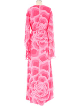 Hanae Mori Rose Printed Silk Caftan Dress arcadeshops.com