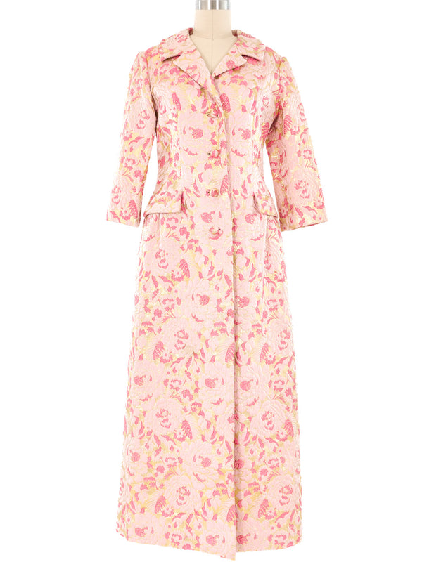 Metallic Floral Brocade Maxi Coat Outerwear arcadeshops.com