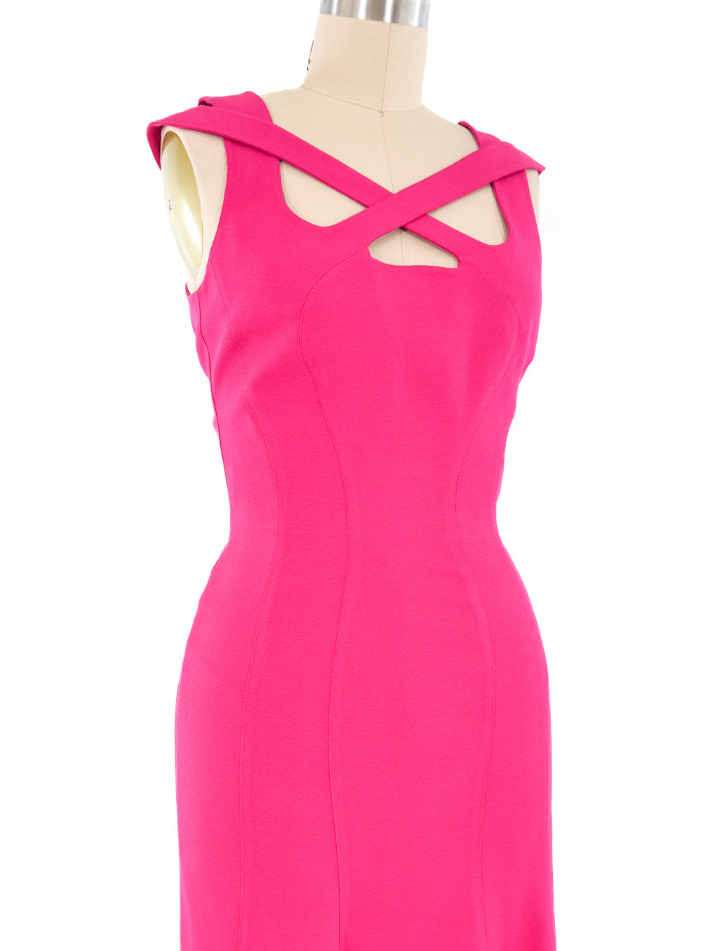 Thierry Mugler Strappy Fuchsia Tank Dress