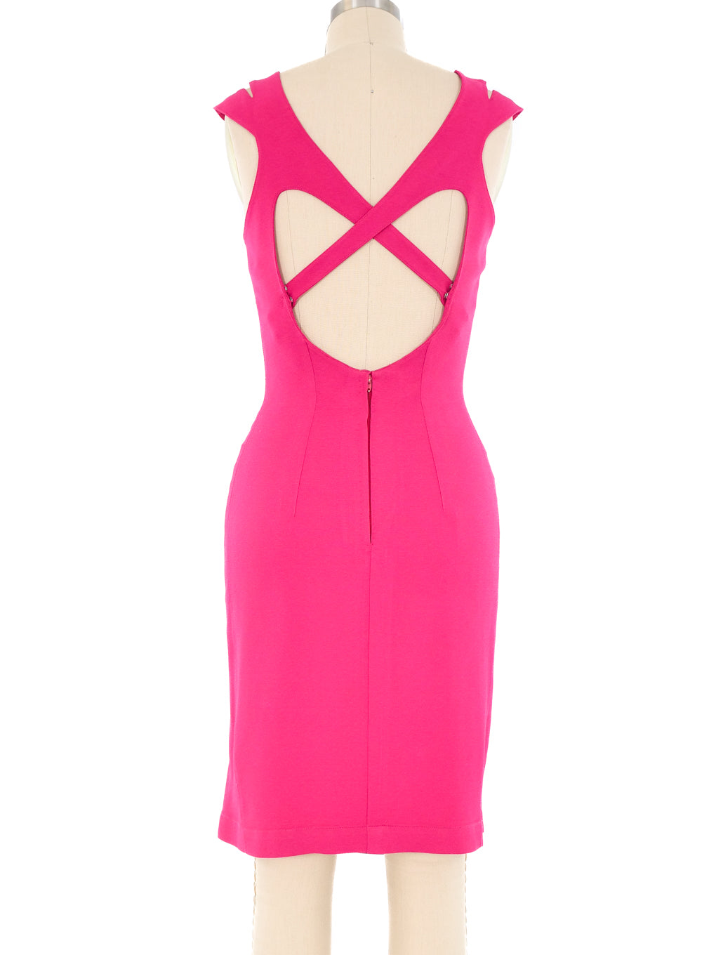 Thierry Mugler Strappy Fuchsia Tank Dress