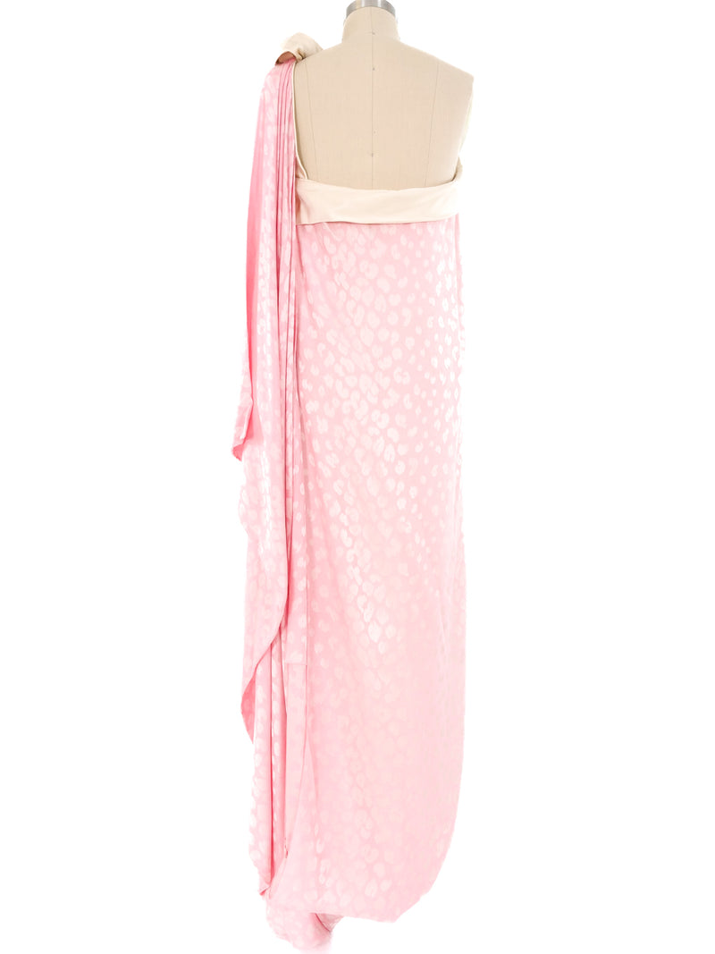 Jacqueline de Ribes Pink Leopard Jacquard Silk Gown Dress arcadeshops.com