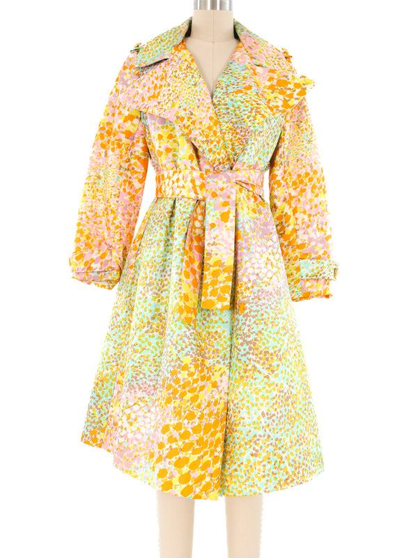 Dot Printed Silk Wrap Coat Outerwear arcadeshops.com