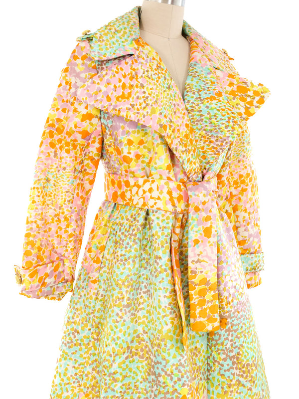 Dot Printed Silk Wrap Coat Outerwear arcadeshops.com
