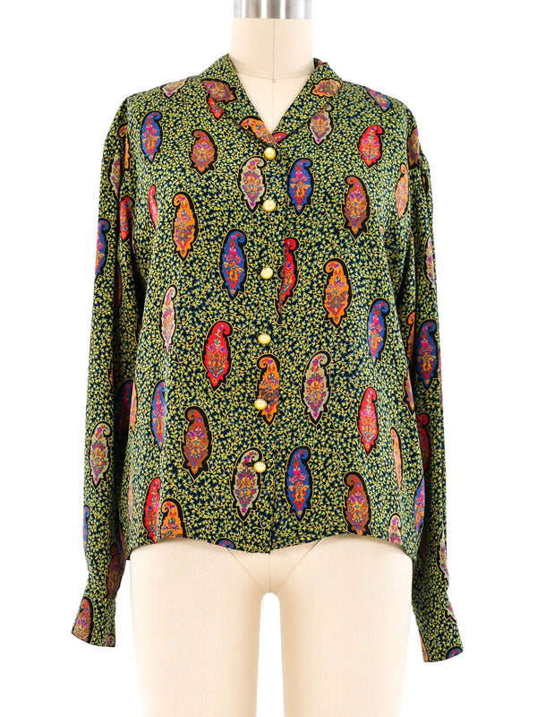 Emanuel Ungaro Paisley Silk Blouse Top arcadeshops.com