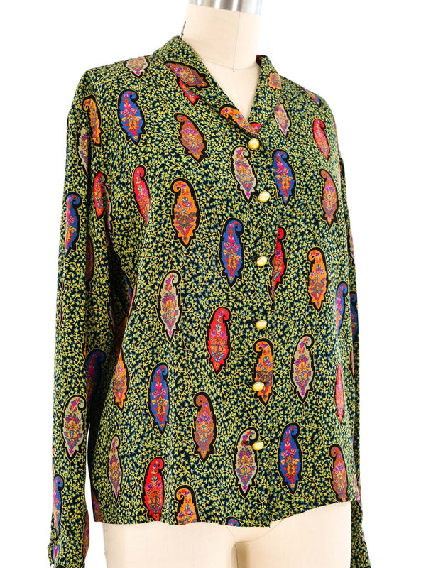 Emanuel Ungaro Paisley Silk Blouse Top arcadeshops.com