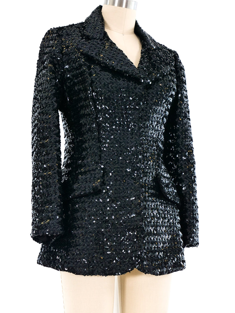 1970's Black Sequined Blazer Jacket arcadeshops.com